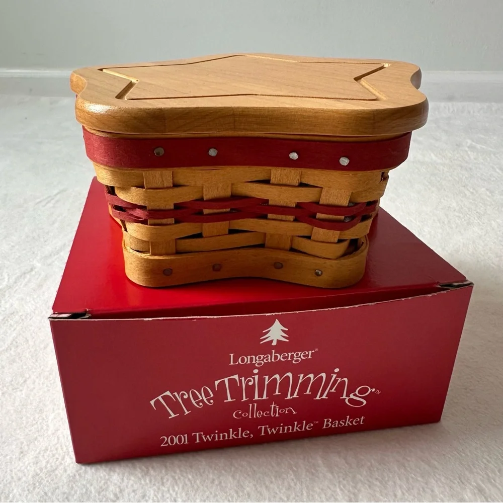 Longaberger 2001 Twinkle Twinkle Basket Tree Trimming Collection Star Shaped EUC